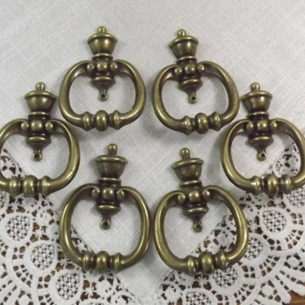 6 Vintage Metal Drawer Pulls